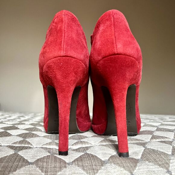 Stuart Weitzman Red Suede Stiletto Heeled  Leather Ankle Boots/Booties Women’s 7 - Picture 8 of 16